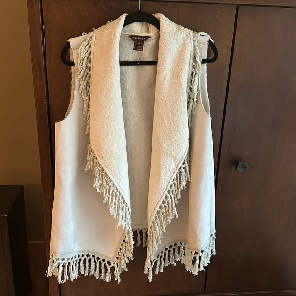 Fringe cream faux shearling vest - Boho dream vest